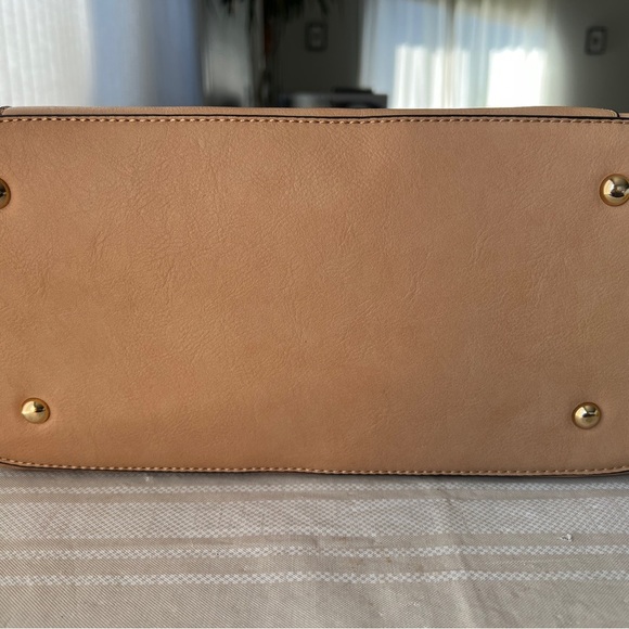 Tan Vegan Leather Tote with removable Strap - Picture 9 of 15